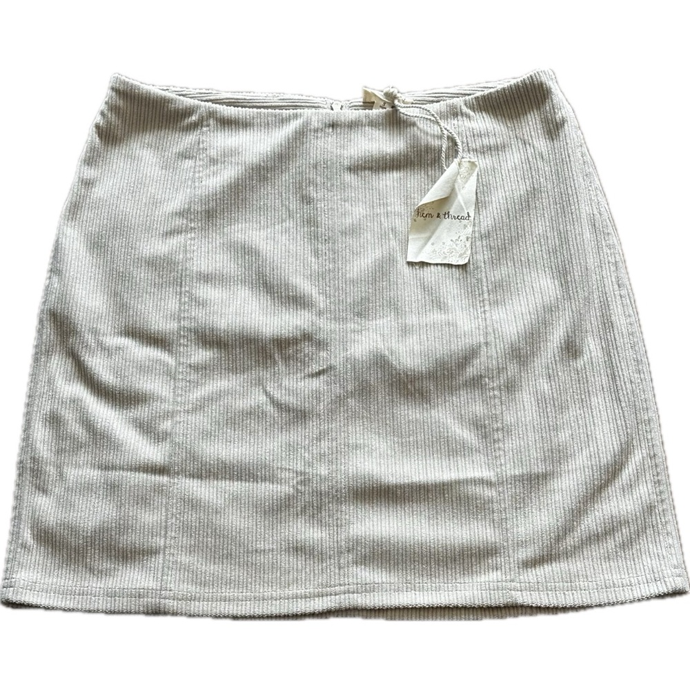 Hem & Thread Beige Skirt Size Small Corduroy Material Inner Lined
